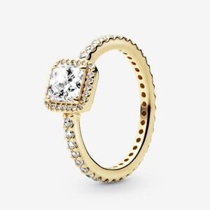 Pandora Square Sparkle Halo Ring 150188cz-52 Size 9